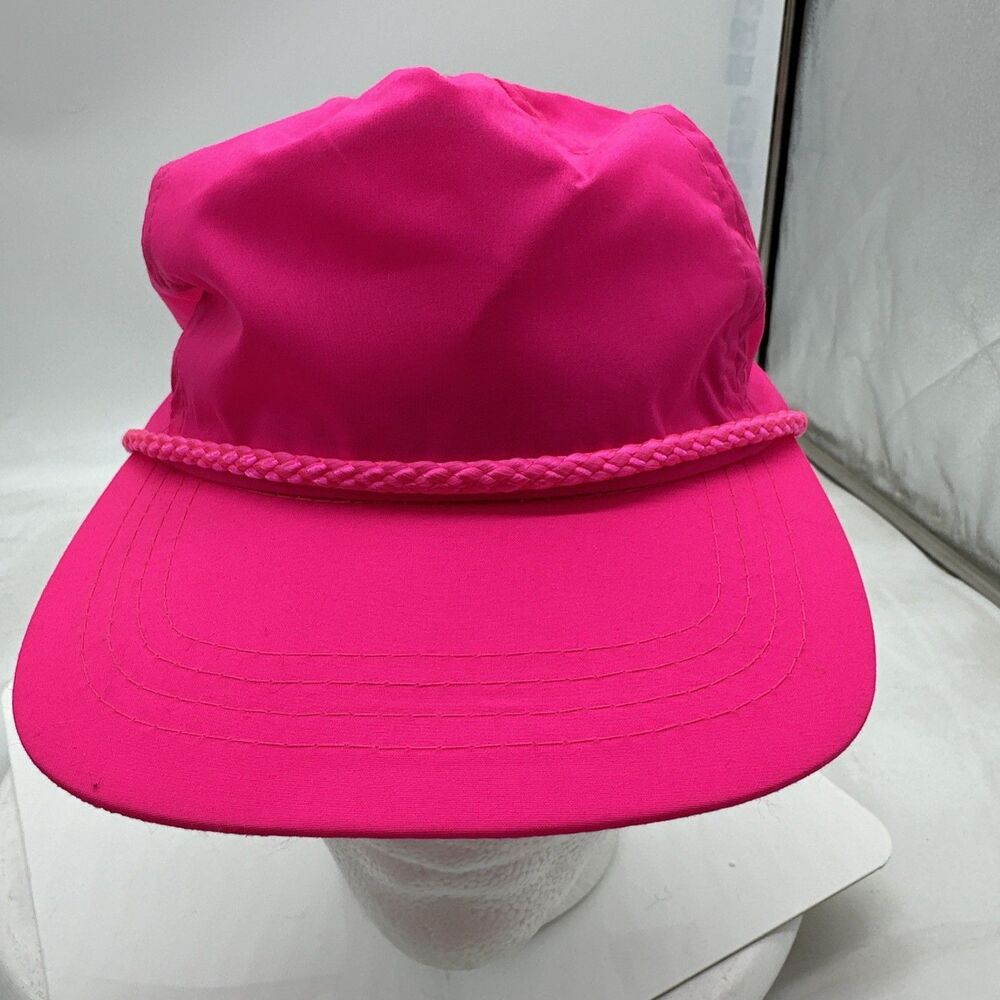 Vintage Hot Pink Cap Hat Adult Womens Adjustable StrapBack Casual Outdoor  Nylon